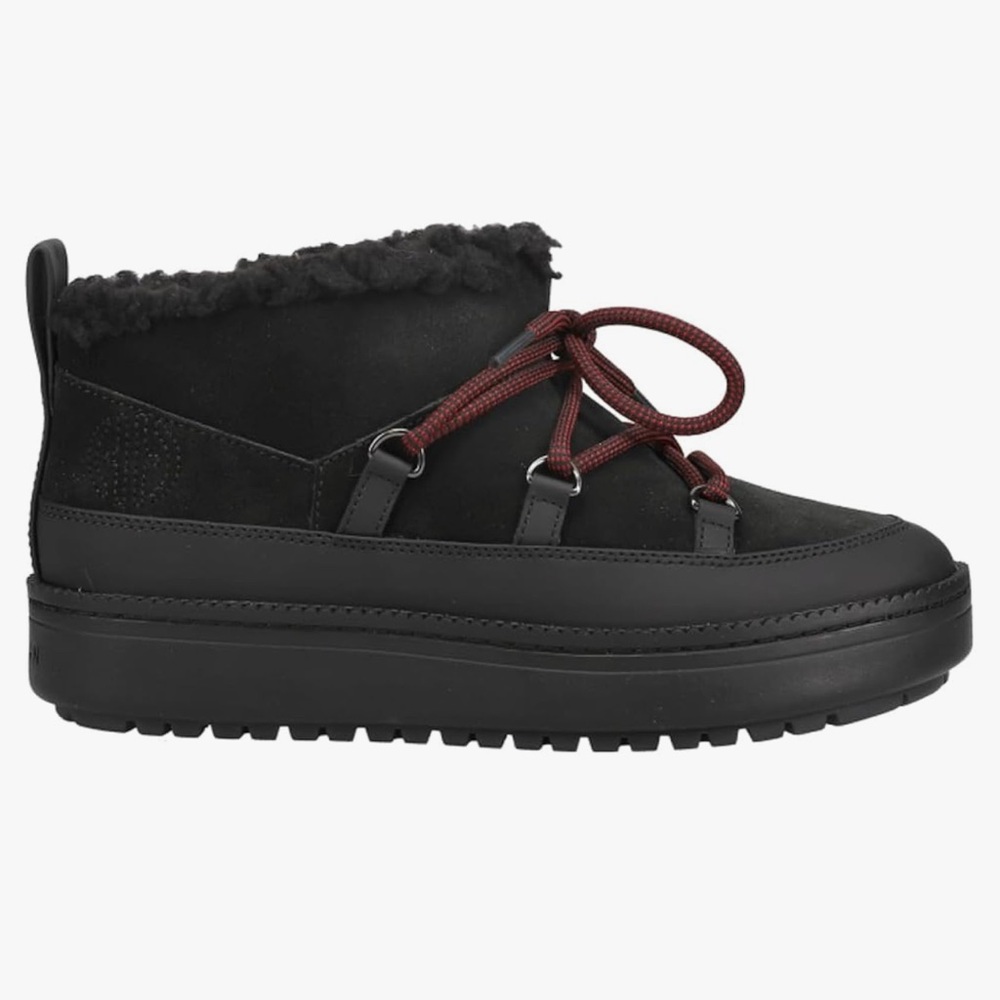 Cole Haan Black Winter Boots with Burgundy Laces